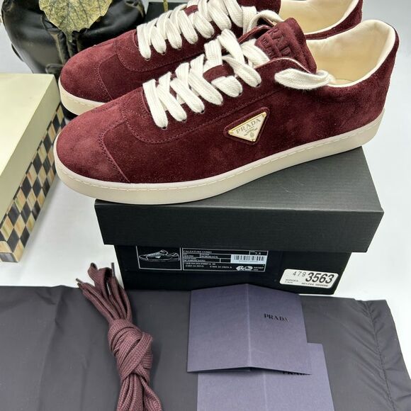 Men's Prada triangle logo suede sneakers size 8.5 US made in Italy - Picture 11 of 15